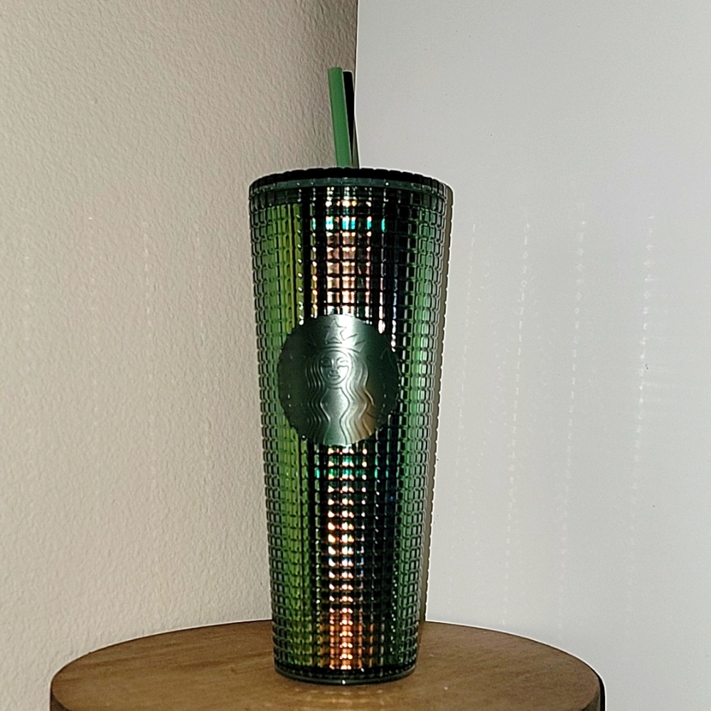 Starbucks iridescent green grid